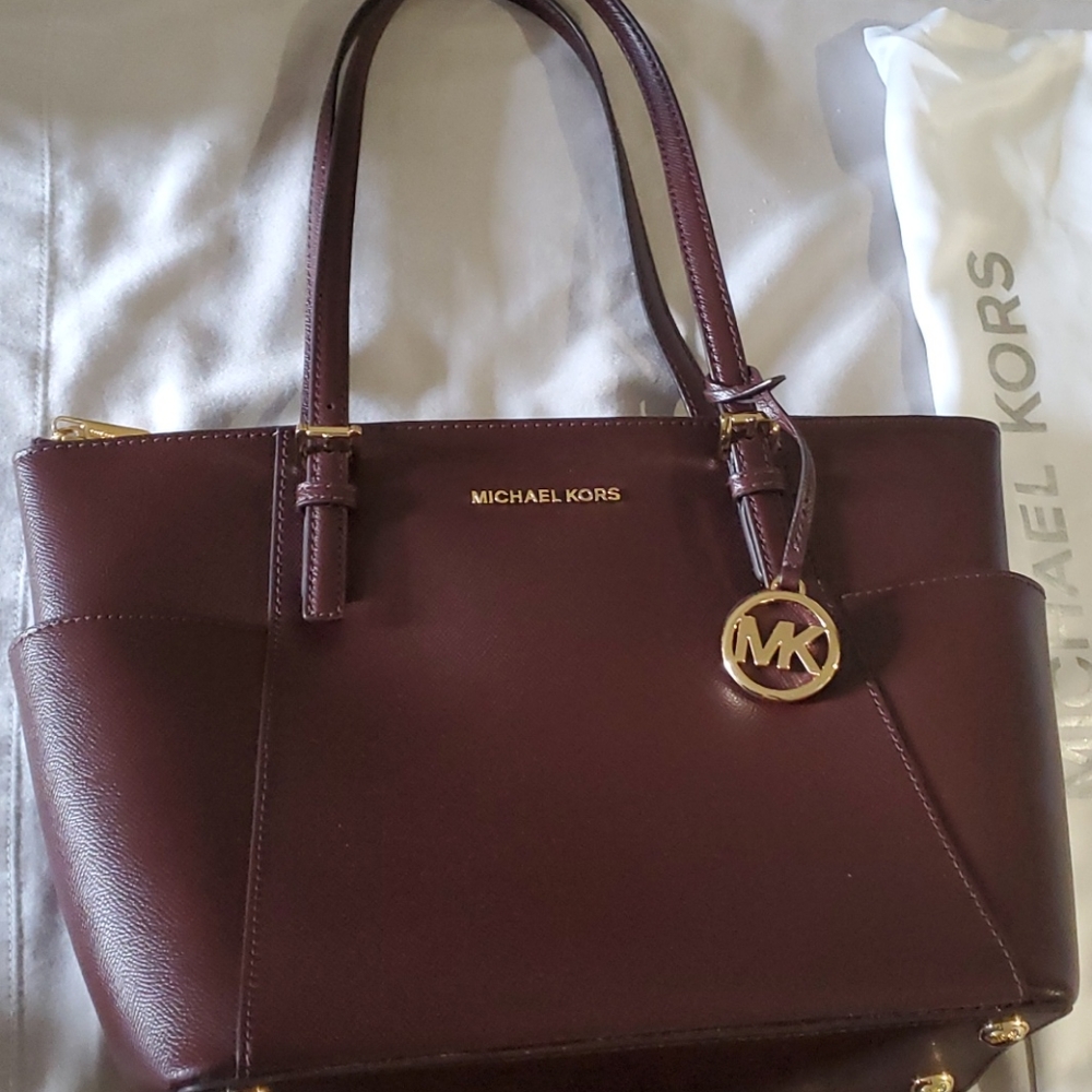 Michael Kors Burgundy Jet Set Tote Bag